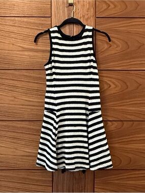 Banana Republic Black & White Stripe Sleeveless Fit & Flare Dress - 4P